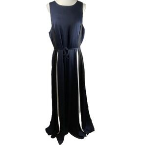 Banana Republic Factory Sz 14 Navy Black‎ White Colorblock Maxi Dress Formal